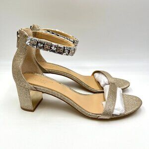 Jewel Badgley Mischka Womens Size 9.5 Gold‎ Heels Dress Sandals Shoes